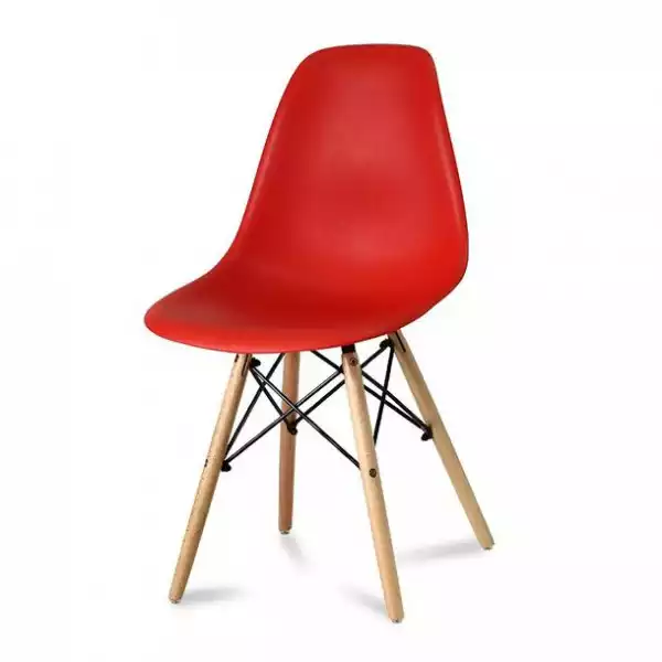 Krzesło Nowoczesne Na Drewnianych Bukowych Nogach Stylowe Do Salonu Czerwon