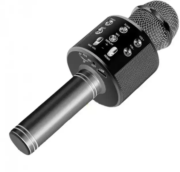Mikrofon Bezprzewodowy Do Karaoke Z Kontrolerem Odtwarzania Czarny
