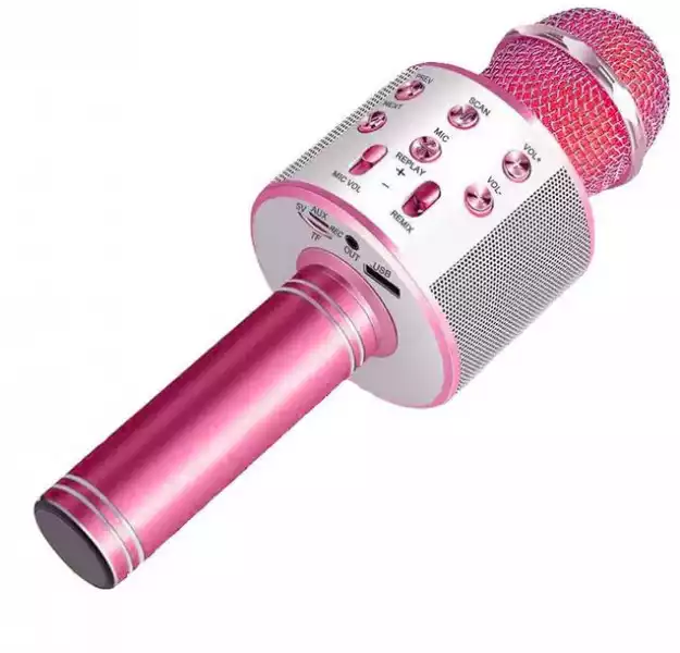 ﻿mikrofon Bezprzewodowy Do Karaoke Z Kontrolerem Odtwarzania Różowy