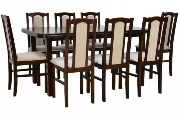 ﻿duży Zestaw Stół Rozkładany Do 2M I 8 Krzeseł Brąz