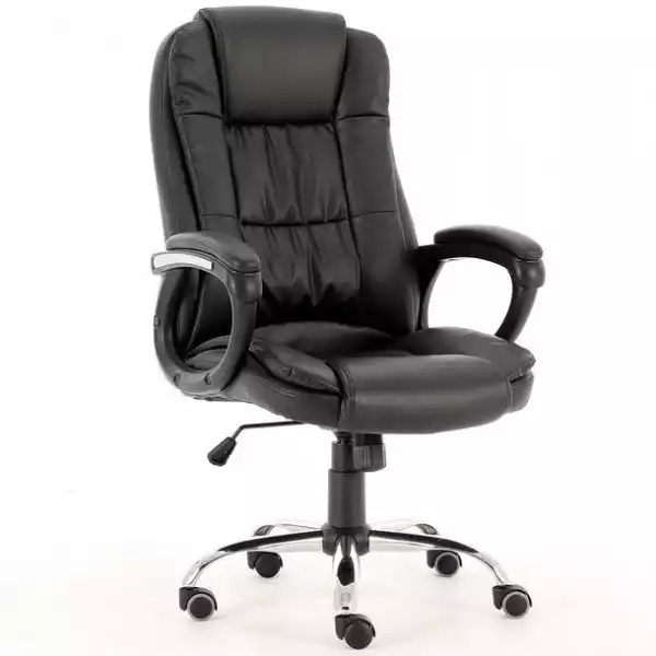 ﻿fotel Biurowy Skórzany Obrotowy Krzesło Czarny