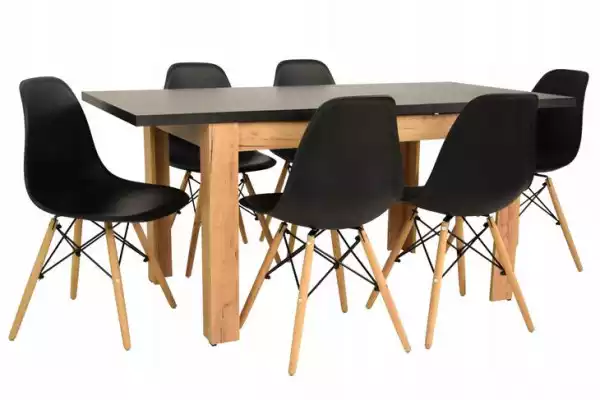 ﻿6X Krzesło + Stół Rozkładany Do Jadalni/salonu