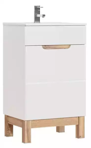 ﻿szafka Pod Umywalkę Stojąca Marsylia 3X 50 Cm - Biały Połysk