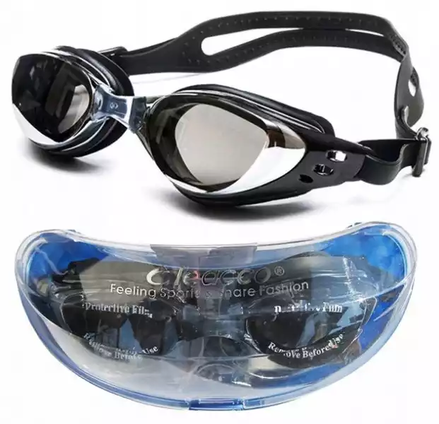 ﻿okulary Pływackie Na Basen Okularki Do Pływania 100% Antifog Czarne