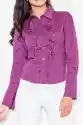 Kobieca Koszula Z Falbankami W Kolorze Bakłażanu