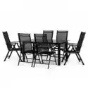 Aluminiowy Zestaw Ogrodowy Stół + 6 Krzeseł Dizu Czarny Szklany 