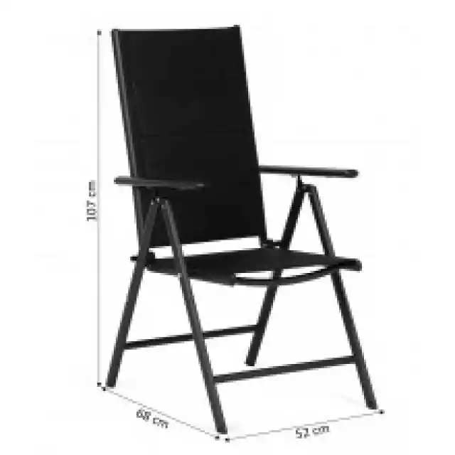 Krzesło Ogrodowe Składane Dizu Czarne Tworzywo/aluminium
