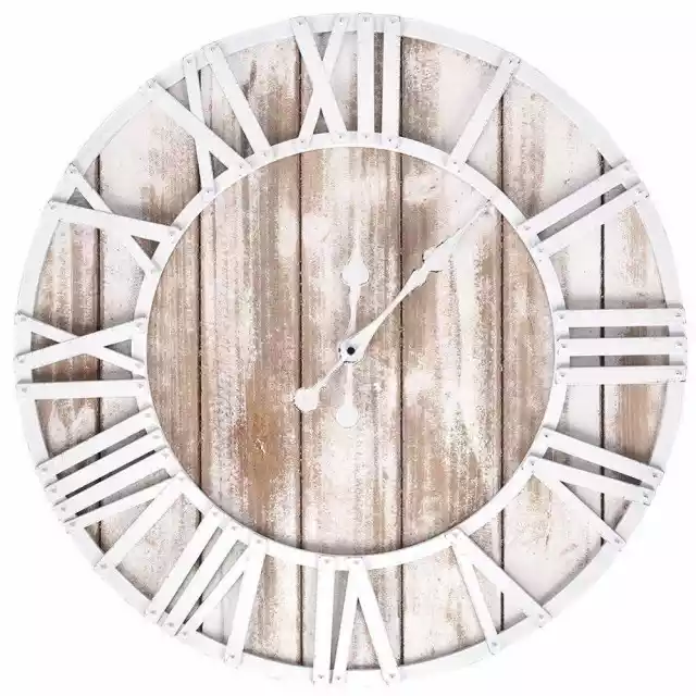 Zegar Ścienny Wiszący Industrialny Okrągły Duży Vintage Biały 60