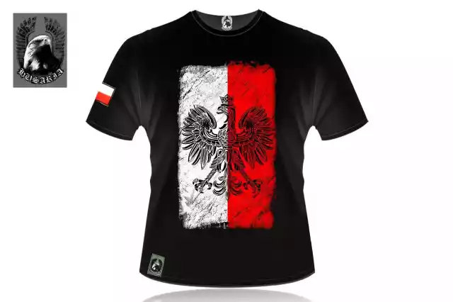 Koszulka Patriotyczna Husaria Flaga Z Orłem, Czarna R. L