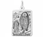 Medalik Prostokątny Srebrny Z Wizerunkiem Matki Bożej Z Lourdes 