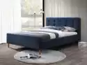 Łóżko Tapicerowane Z Wezgłowiem 160 Cm - Granatowe - Clara