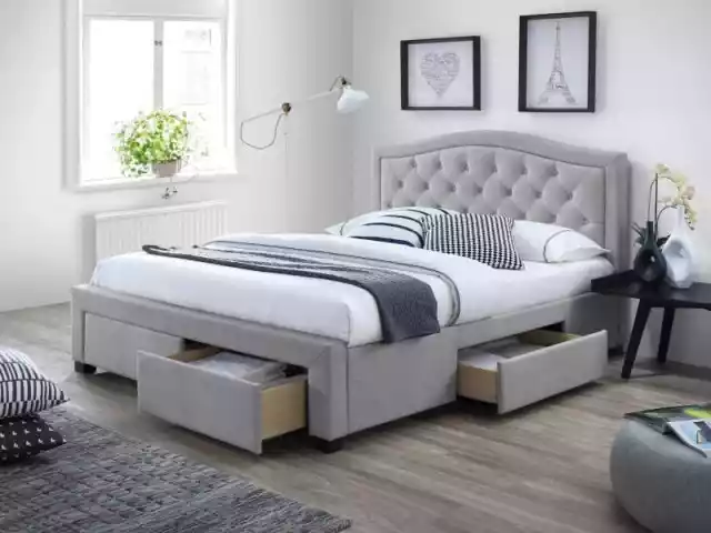 Łóżko Z Pojemnikami Na Pościel - Tapicerowane Tkaniną - 160 X 20