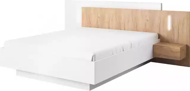 Łóżko 160 - Biały/dąb Złoty - 3D