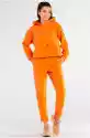 Bawełniane Spodnie Z Podwiniętą Nogawką - Pomarańczowe