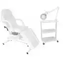 Fotel Z Kuwetami Biały + Stolik + Lampa Lupa - Basic T