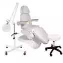 Fotel Kosmetyczny Elektryczny  Lux 3 + Lampa Lupa + Taboret Kosm