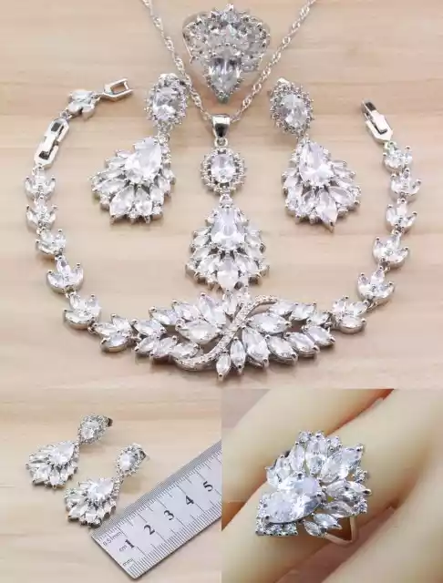 Luksusowy Komplet Biżuterii Z Połyskującymi Kryształkami, 4 Częś