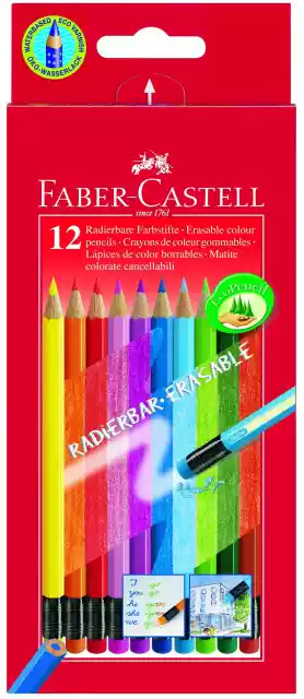 Kredki Ołówkowe Z Gumką - 12 Kolorów