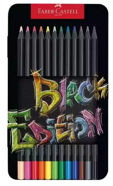 Kredki Ołówkowe Faber Castell Black Edition - 12 Kolorów - Metal