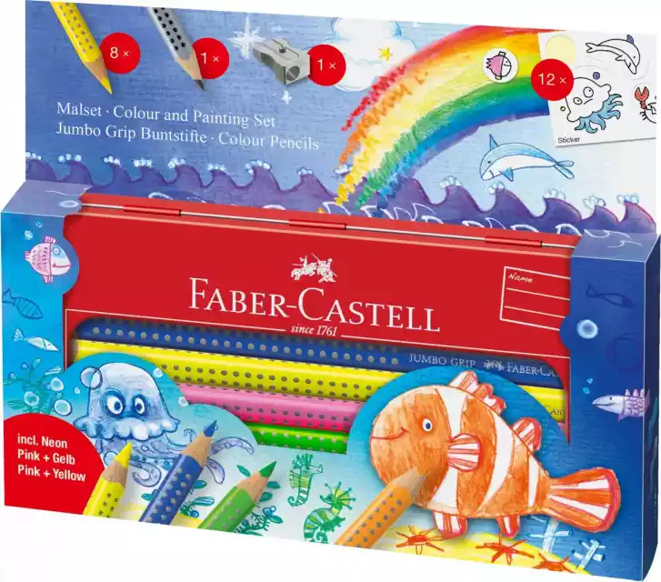 Kredki Ołówkowe Faber Castell Jumbo Grip Ocean World  - 8 Koloró