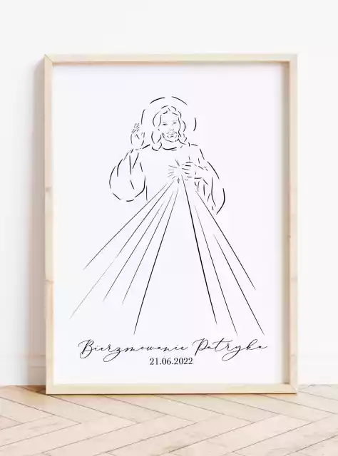 Prezent Na Bierzmowanie - Personalizowany Plakat Z Jezusem 50X70