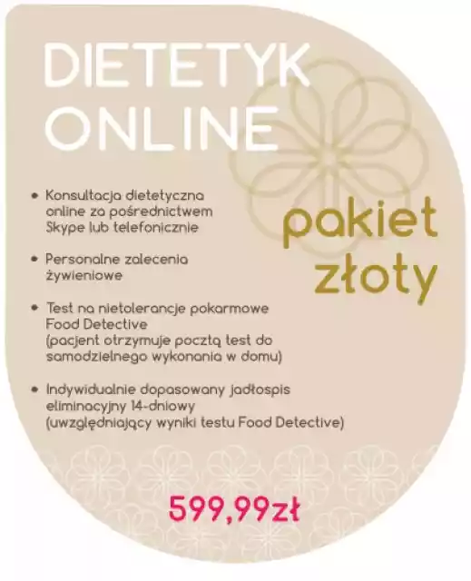 Dietetyk Online - Pakiet Złoty (Test Na Nietolerancje Pokarmowe 