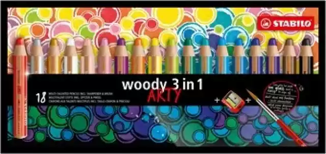 Stabilo Woody 3 W 1 Arty  - 18 Kredek + Temperówka