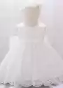 Elegancka Dziecięca Sukienka Na Chrzciny W Komplecie Z Opaską 91