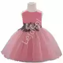 Tiulowa Dziecięca Sukienka Z Różanym Pasem, Pustynny Róż 1881