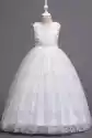 Biała Sukienka Na Komunię Dla Dziewczynki Z Tiulem I Koronką 831
