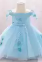 Błękitna Sukienka Dla Małej Dziewczynki Jak Dla Księżniczki 057