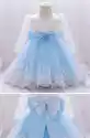 Sukienka Dla Dziewczynki Z Haftami Z Długim Rękawem, Niebieska 1