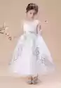 Biała Sukienka Dla Dziewczynki, Komunijna Sukienka Z Cekinami A1