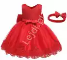 Czerwona Sukienka Dla Dziewczynki Na Chrzciny Z Tiulem Wesele W 