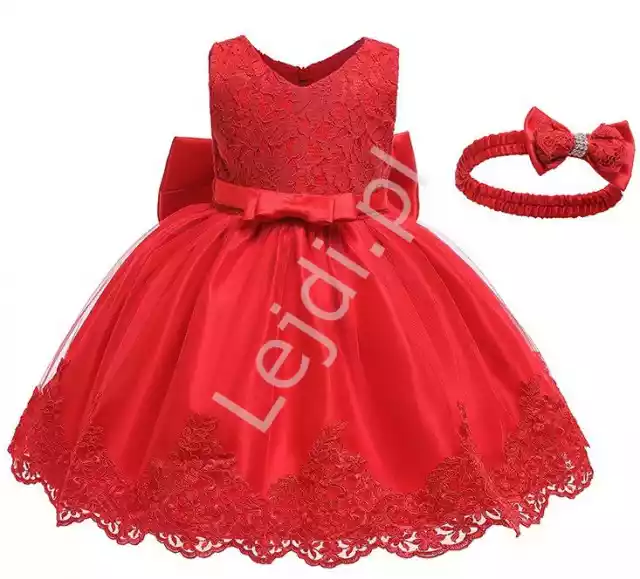 Czerwona Sukienka Dla Dziewczynki Na Chrzciny Z Tiulem Wesele W 