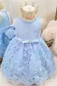 Koronkowa Błękitna Sukienka Dla Dziewczynki Z Perełkami 193