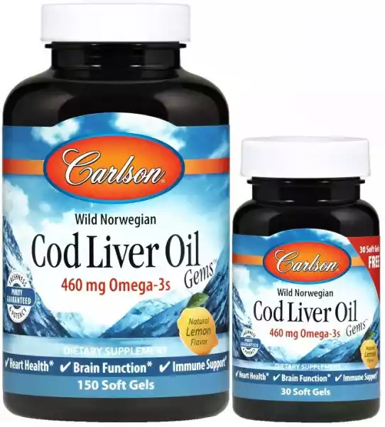 Carlson Labs - Wild Norwegian Cod Liver Oil, 460Mg, 150 + 30 Kap