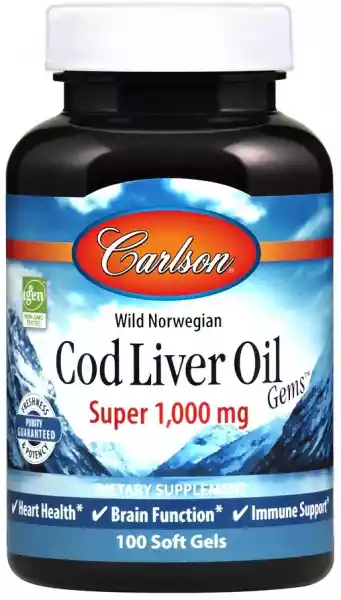 Carlson Labs - Wild Norwegian Cod Liver Oil, 1000Mg, 100 Kapsułe