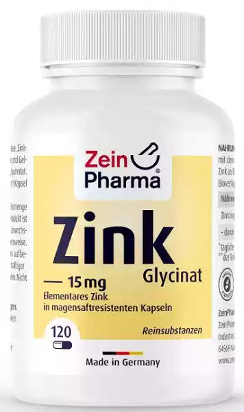 Zein Pharma - Cynk, Glicynian, Zinc Glycinate, 15Mg, 120 Kapsułe